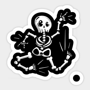 Dancing Skeleton Cartoon Halloween Fun Sticker